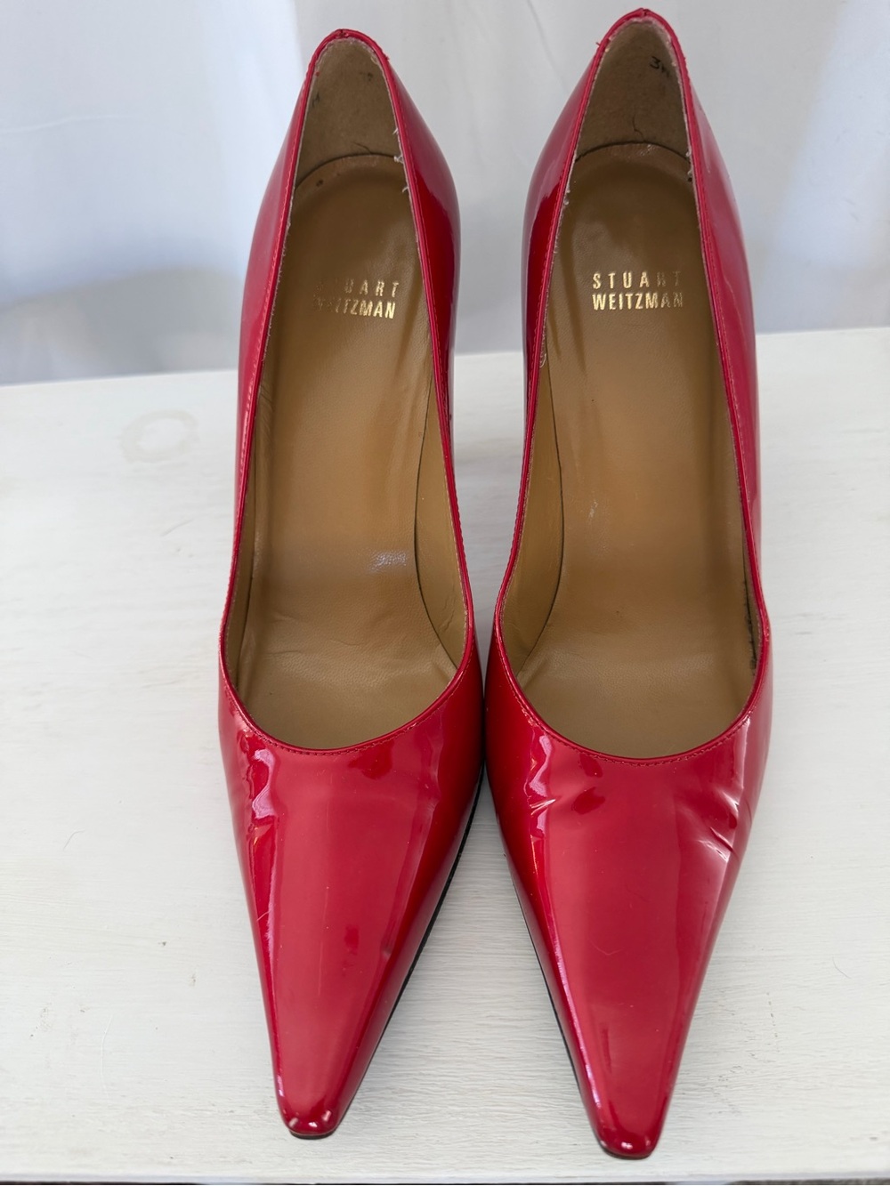 Stuart Weitzman Red Patent Leather Pointed Toe Pumps - Size 8